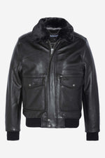 Thick cowhide A-2 aviator jacket with patina and removable collar. - Image n°7
