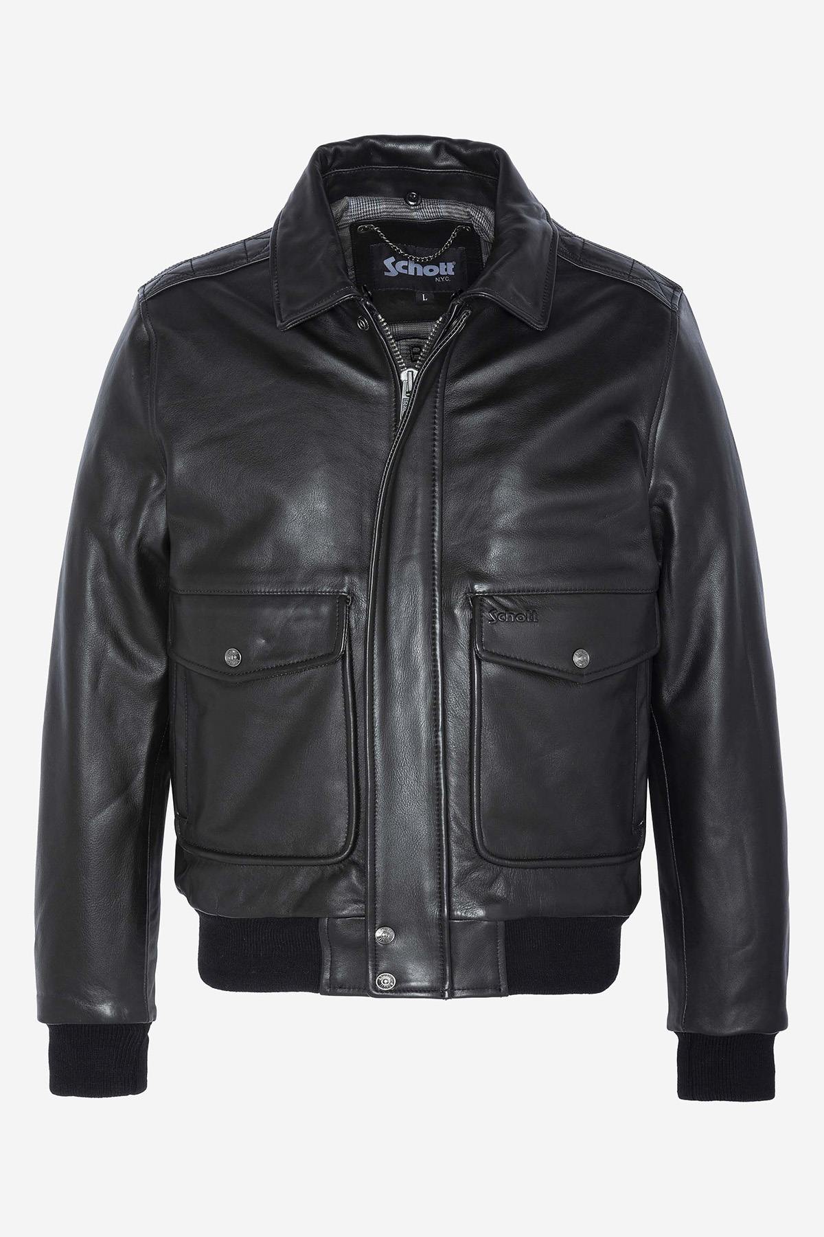Thick cowhide A-2 aviator jacket with patina and removable collar. - Image n°8