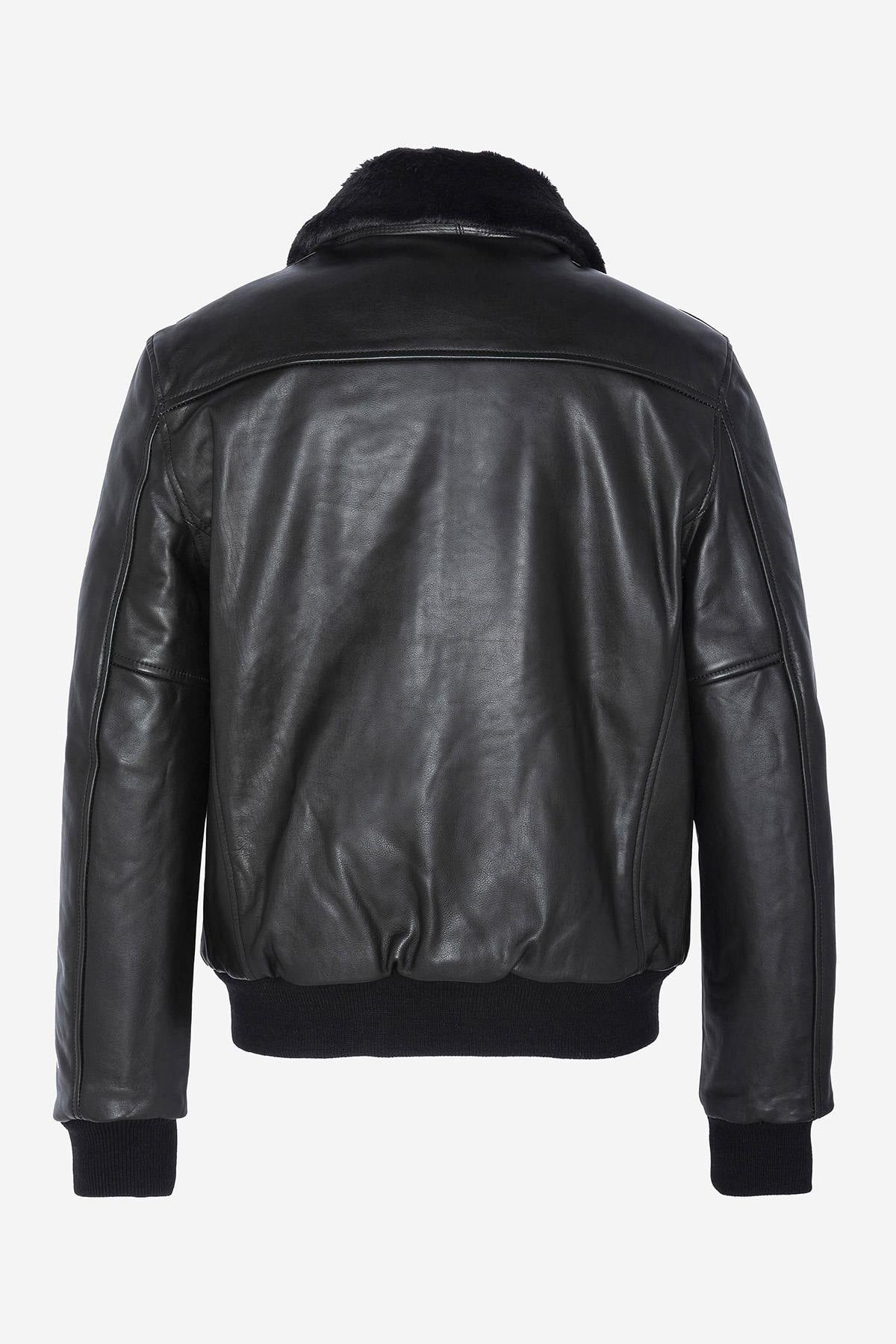 Thick cowhide A-2 aviator jacket with patina and removable collar. - Image n°9