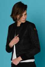 Women's black nylon bombers - Image n°1