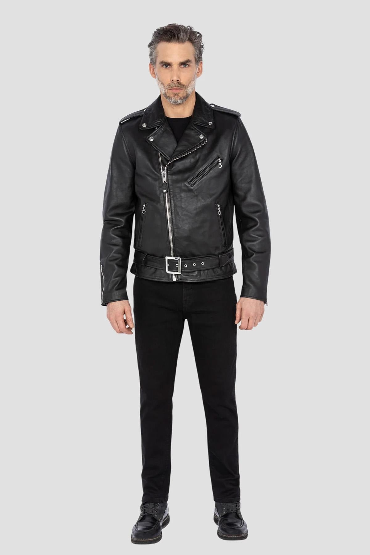 Men's black leather perfecto - Image n°7