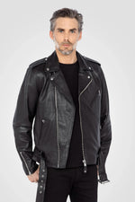 Men's black leather perfecto - Image n°4