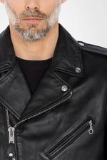 Men's black leather perfecto - Image n°3