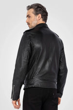 Men's black leather perfecto - Image n°2