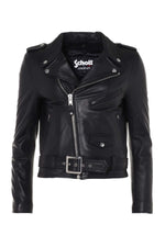 Slim-fit black lambskin leather jacket from Schott, biker-inspired. - Image n°3