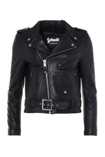 Slim-fit black lambskin leather jacket from Schott, biker-inspired. - Image n°3