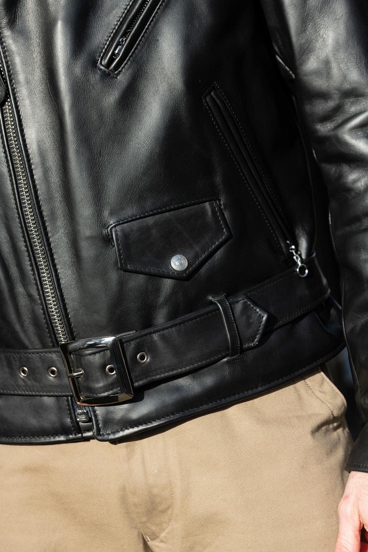 Men's black cowhide leather perfecto - Image n°6