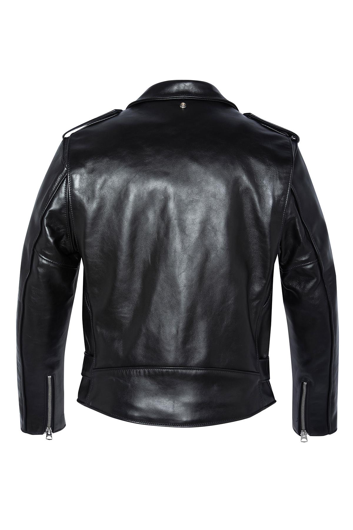 Schott 618HH Black: glossy horsehide leather, carefully made in the USA. - Image n°4