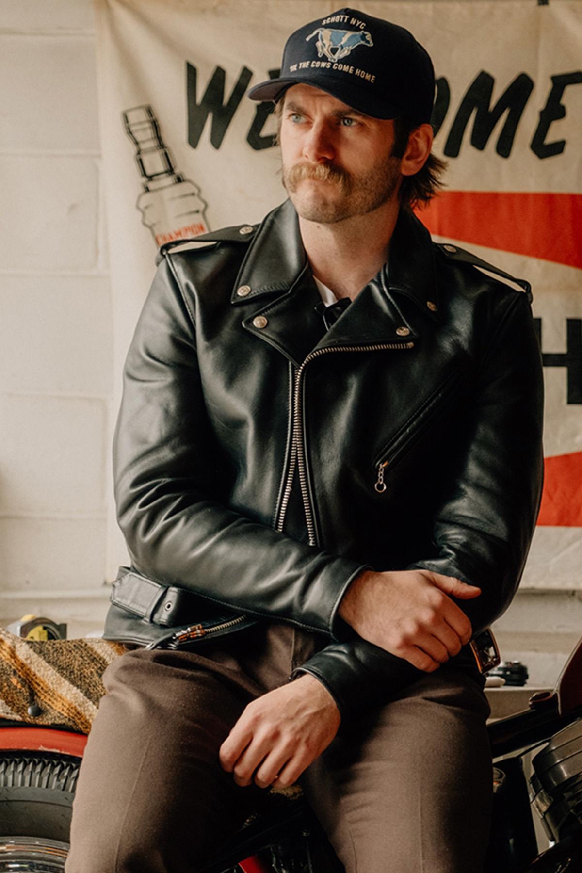 Schott men's perfecto in black cowhide leather - Image n°7