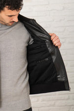 Black buffalo leather jacket with stand-up collar - Image n°8