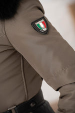 Ventiuno women's khaki down jacket with black collar - Image n°4