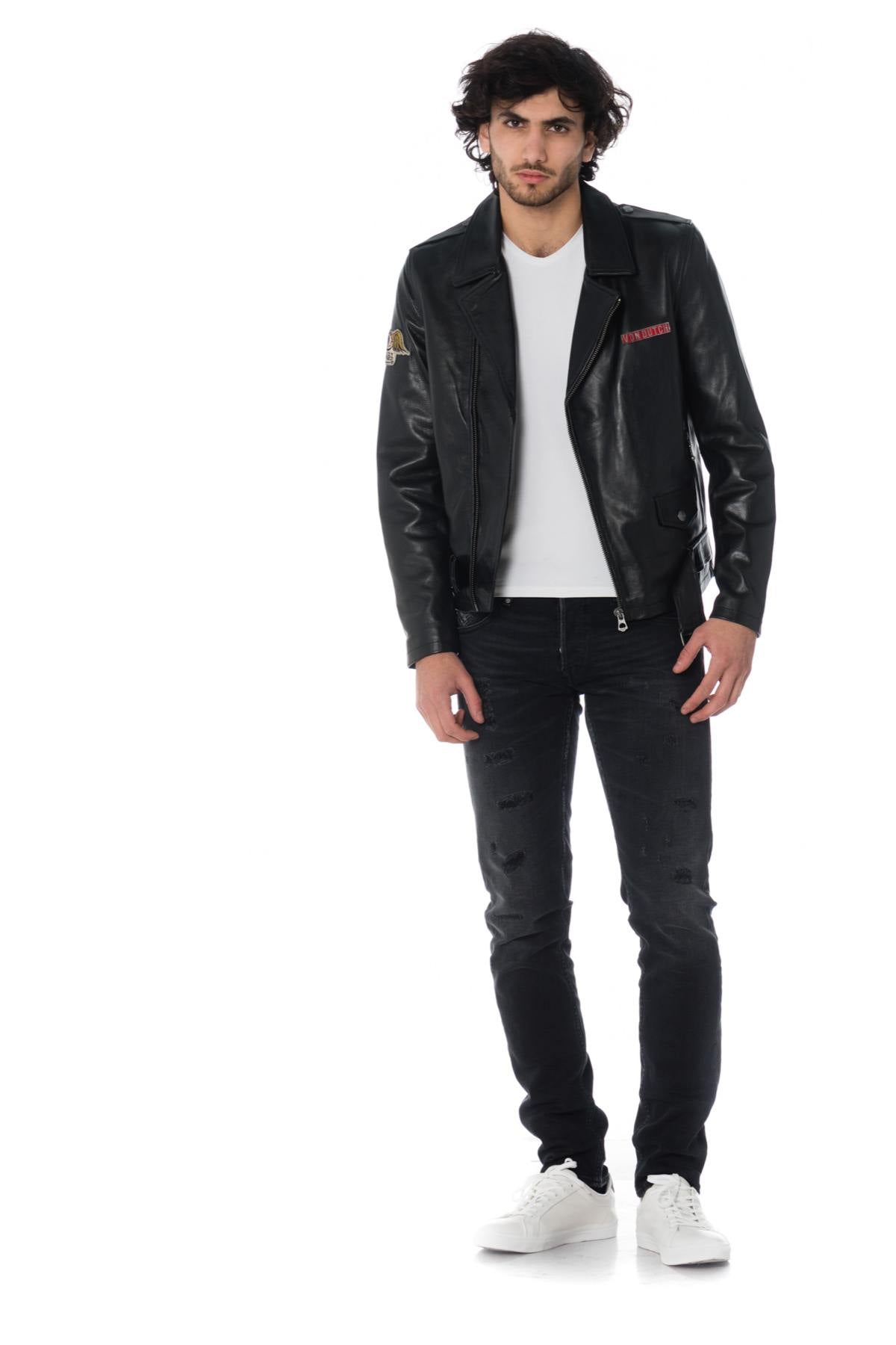 Patched vintage rock Biker Jacket - Image n°3