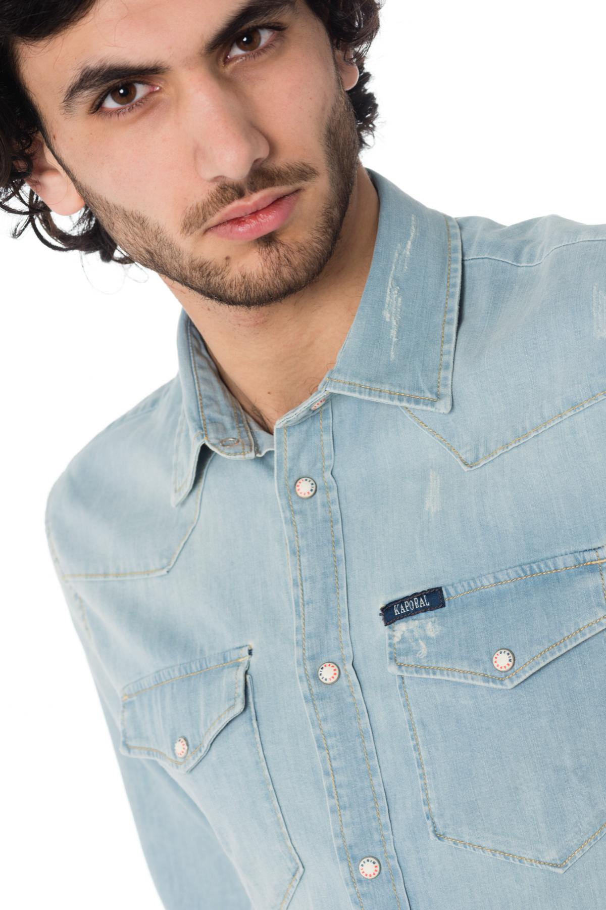 men's denim shirt blue diego bleach - Image n°5