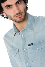 men's denim shirt blue diego bleach - Image n°5
