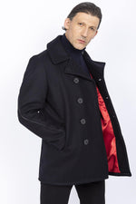 SCHOTT men's updated wool pea coat - Image n°1