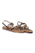 Black/brown flat sandal - Image n°1