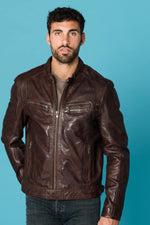 Daytona's wine-brown lambskin biker jacket: adjustable fit, sleek cut. - Image n°3