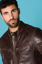 Daytona's wine-brown lambskin biker jacket: adjustable fit, sleek cut. - Image n°6