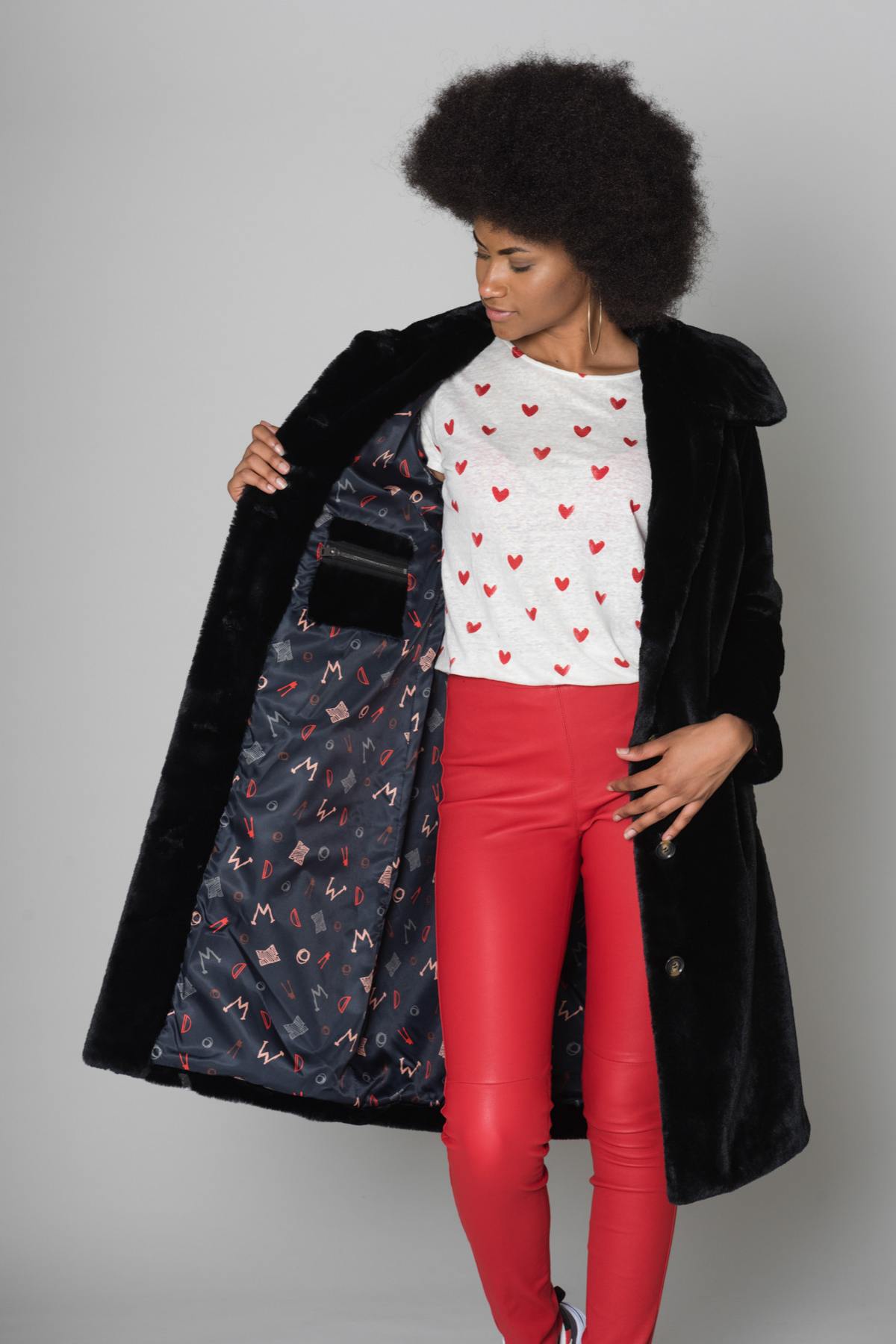 Long faux fur jacket - Image n°4