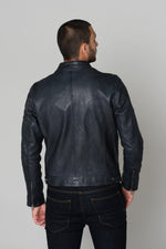 Round-neck leather jacket - Image n°5