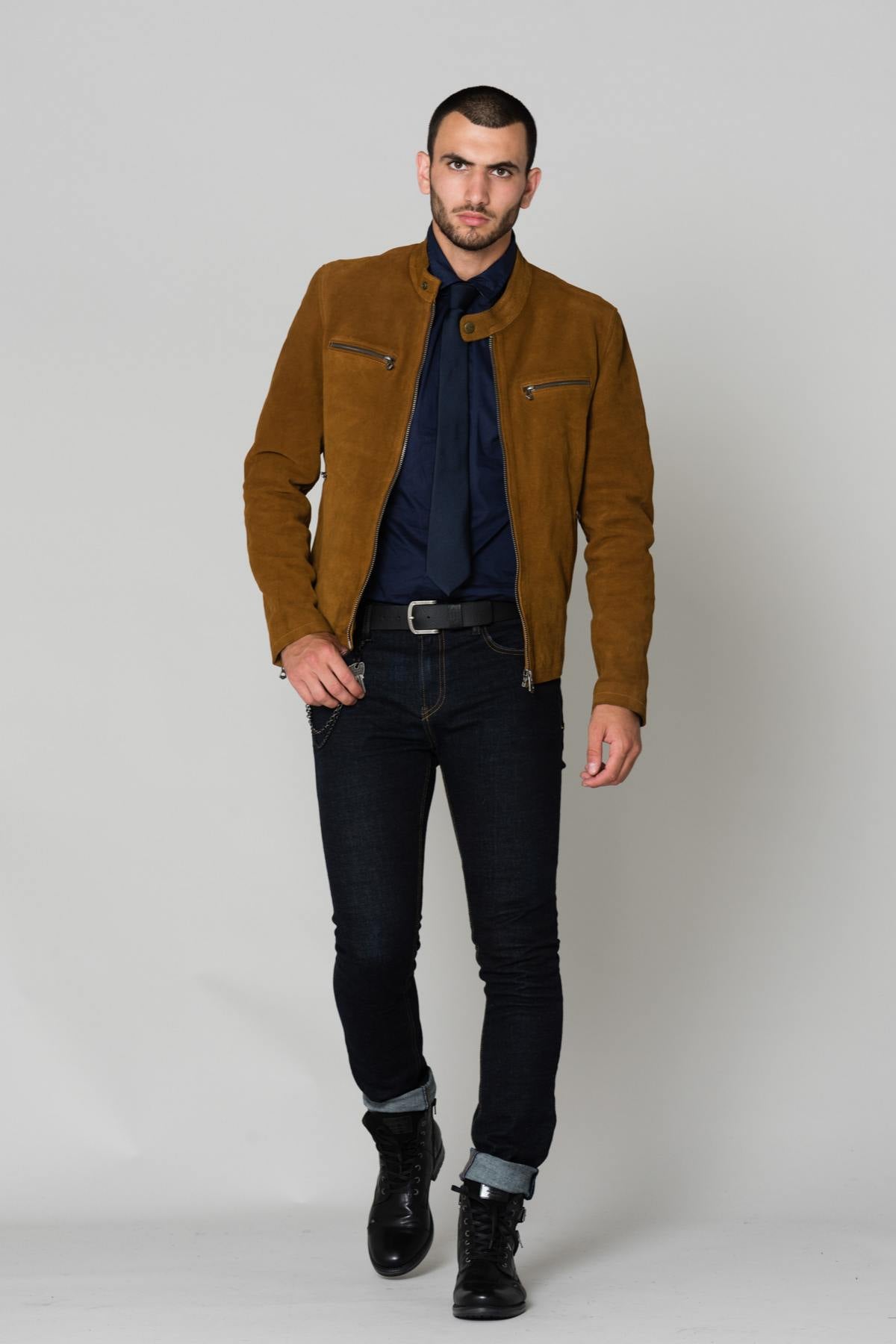 Suede-look leather jacket - Image n°2