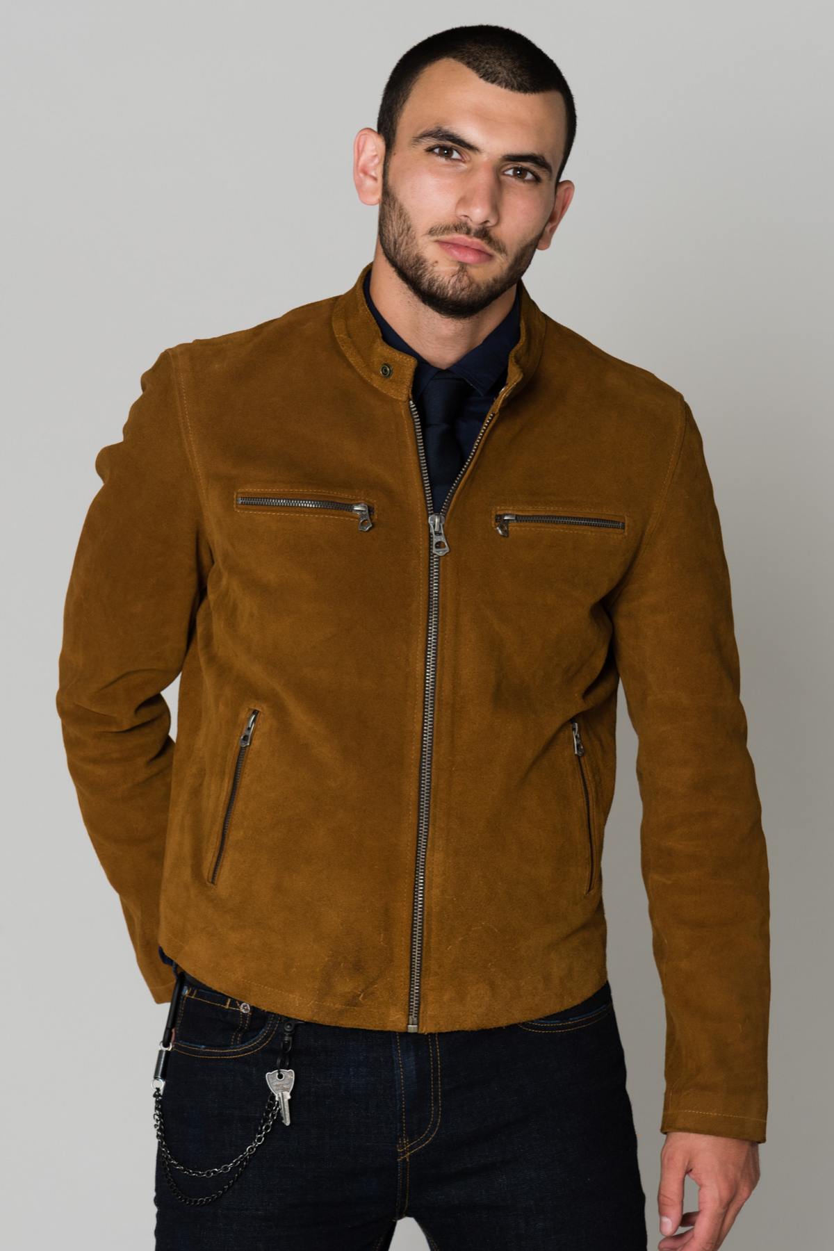 Suede-look leather jacket - Image n°7
