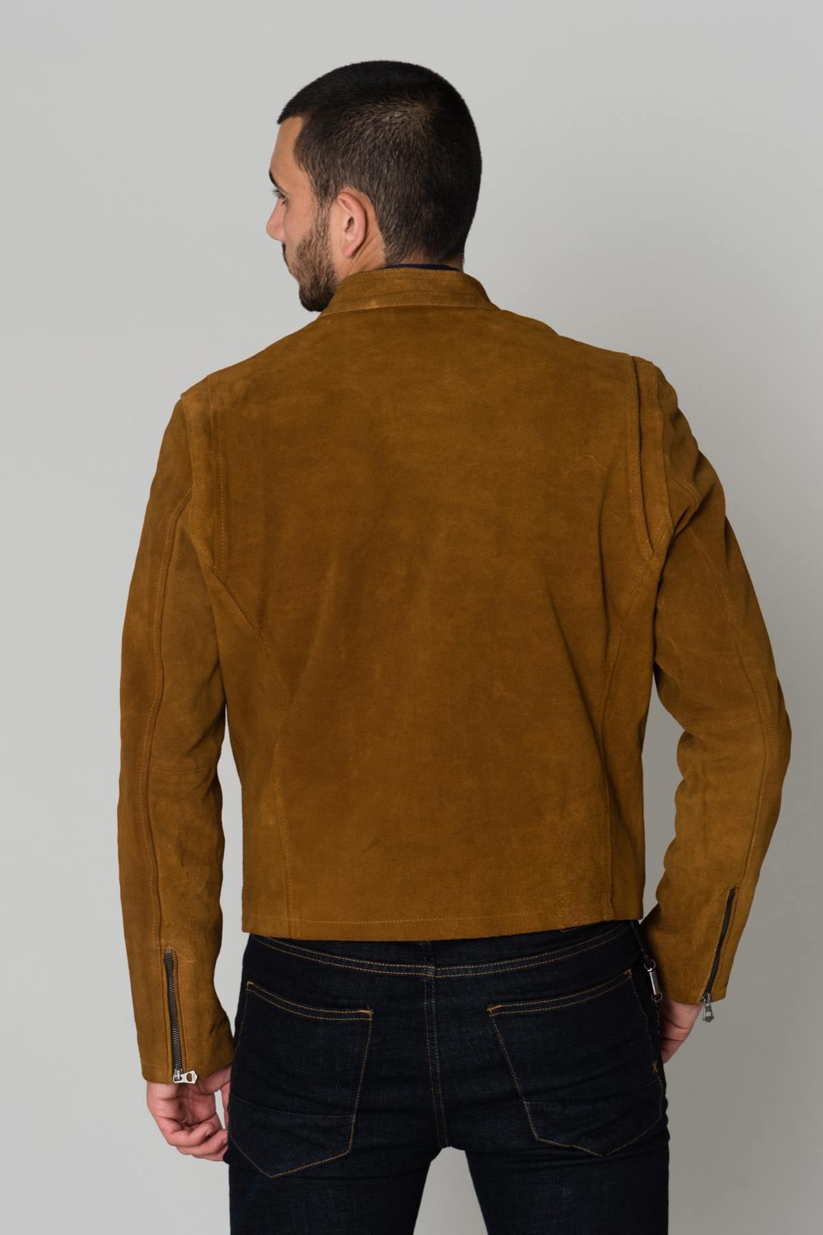 Suede-look leather jacket - Image n°6