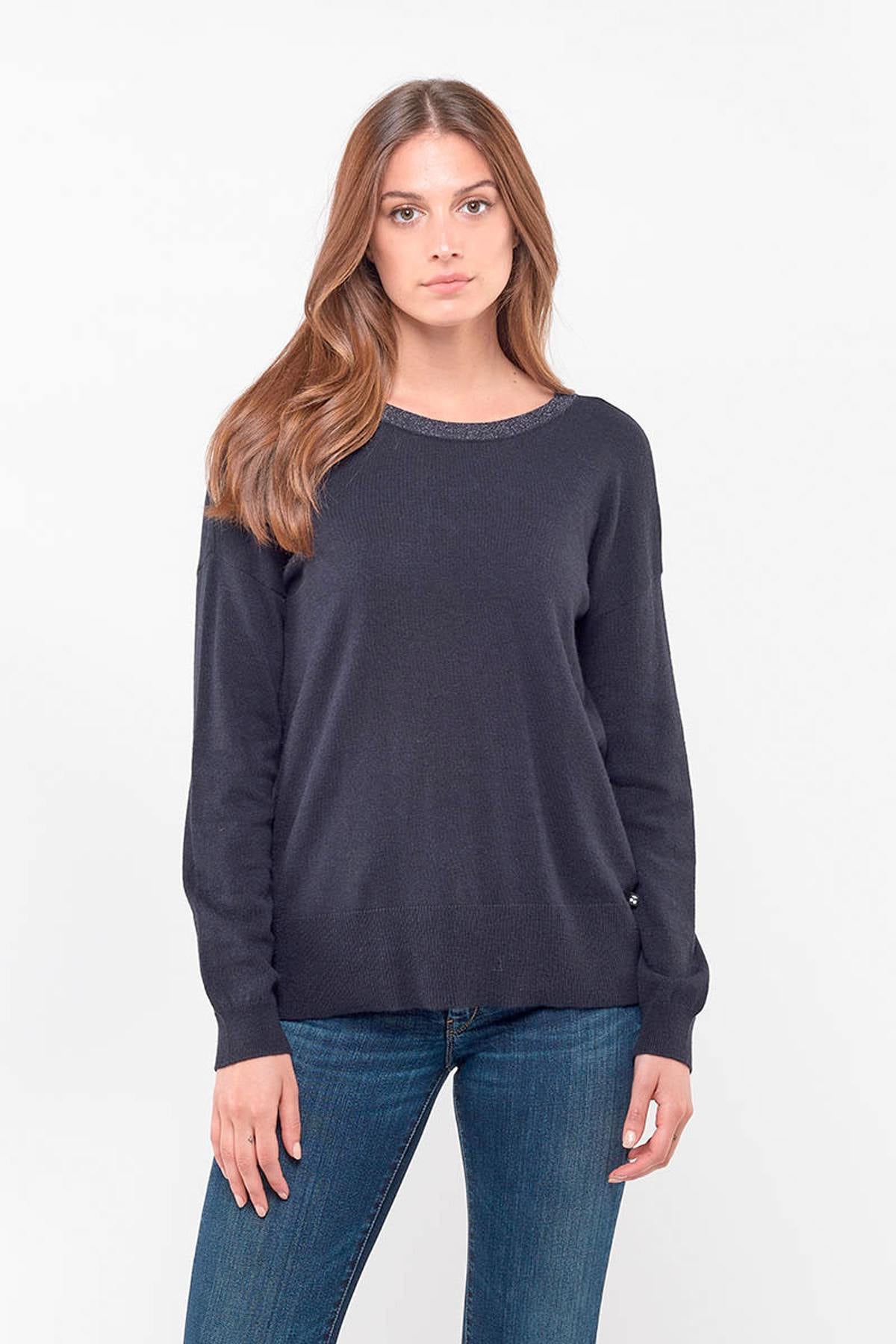 Thin navy blue sweater - Image n°1