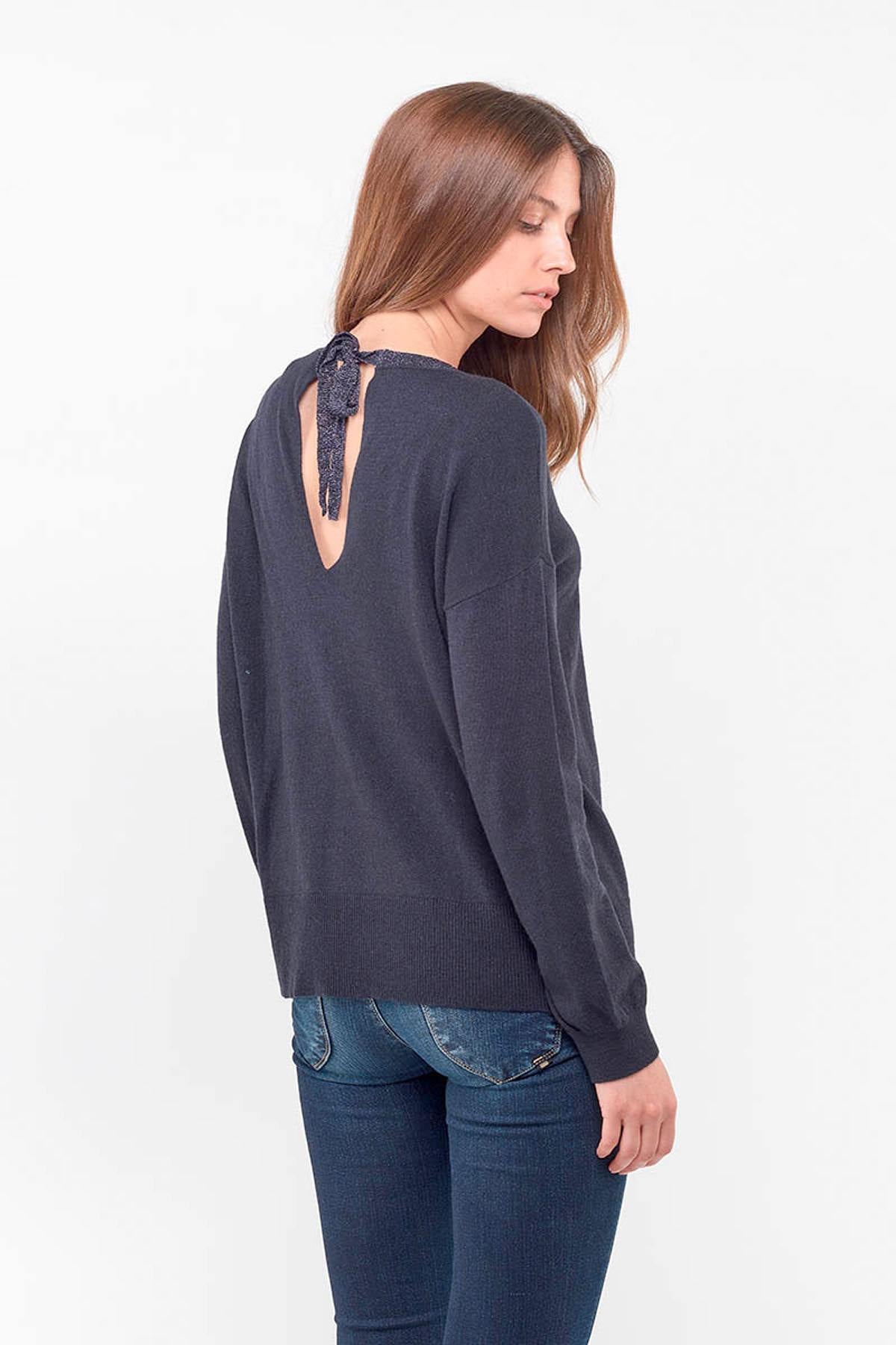 Thin navy blue sweater - Image n°3