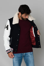 Wool jacket with leather sleeves - Image n°5