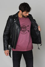 Thick vachetta leather, asymmetrical zip-Schott's LCICON2 Black. - Image n°5