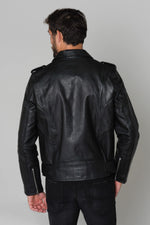 Thick vachetta leather, asymmetrical zip-Schott's LCICON2 Black. - Image n°6
