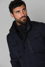 Navy blue nylon parka - Image n°7