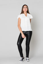 Women's white V-neck top - Image n°2