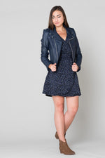 Schott's navy lambskin Perfecto: slim, sleek, and effortlessly bold. - Image n°2