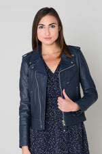 Schott's navy lambskin Perfecto: slim, sleek, and effortlessly bold. - Image n°4