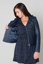 Schott's navy lambskin Perfecto: slim, sleek, and effortlessly bold. - Image n°5