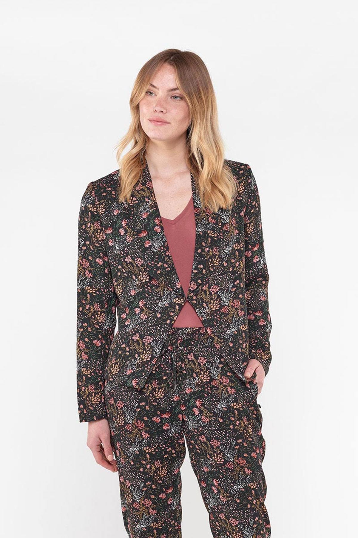 Women's floral print jacket - Image n°1