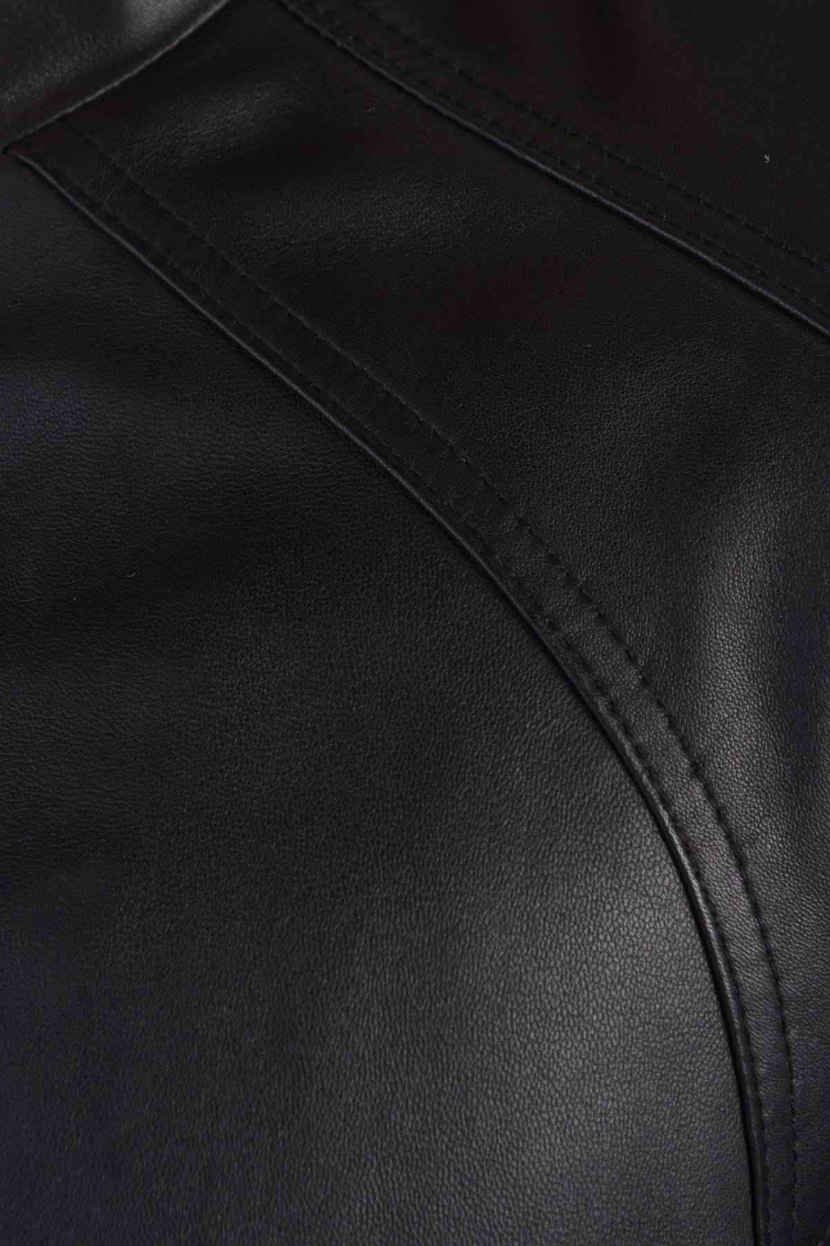 Black lambskin café racer with skinny fit, Mao collar, zipped sleeves. - Image n°6