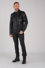 Daytona's black sheepskin jacket: soft leather, classic biker appeal. - Image n°2