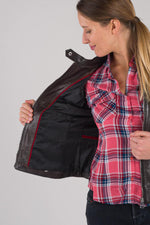 Deep brown lambskin jacket with a patina finish and mandarin collar. - Image n°6