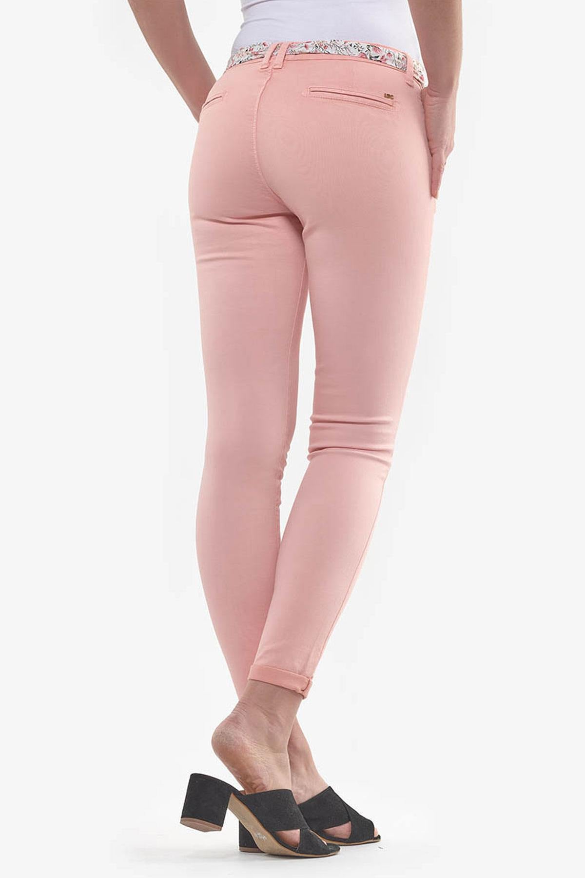 Slim peach chinos with scarf belt - Image n°2