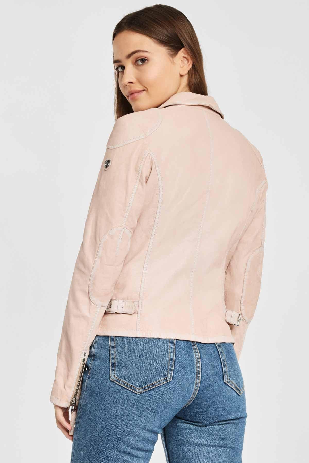 Pale Pink Women's Biker Jacket - Image n°4