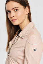 Women's pale pink vegetable-tanned Biker Jacket - Image n°2