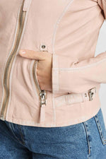 Pale Pink Women's Biker Jacket - Image n°5