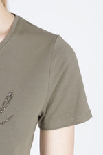 Slim fit khaki T-shirt - Image n°3