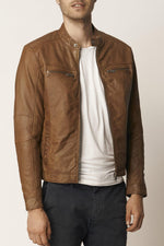 Fitted biker-style leather jacket - Image n°4