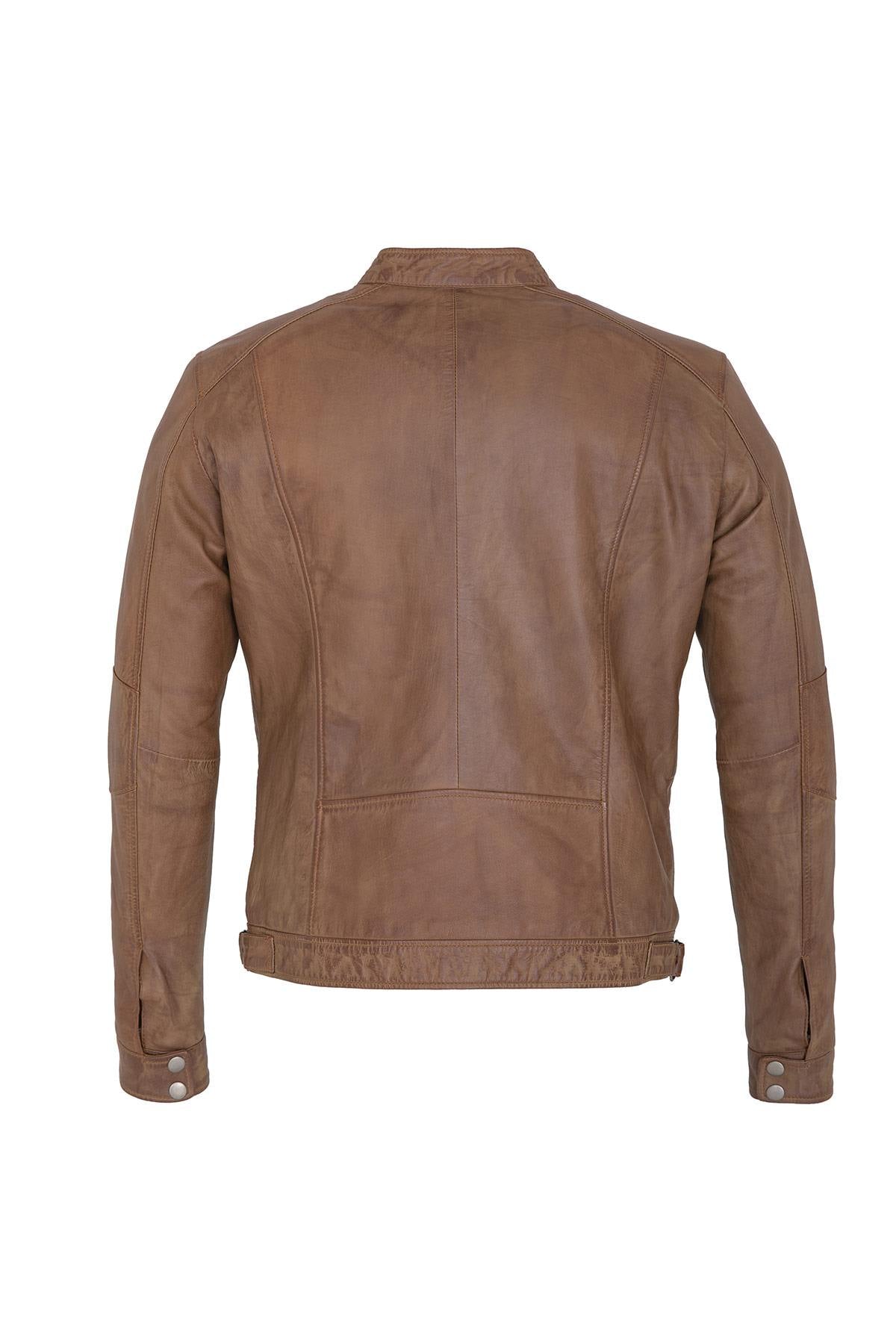Fitted biker-style leather jacket - Image n°3