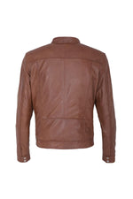 Cognac leather jacket for men - Image n°3