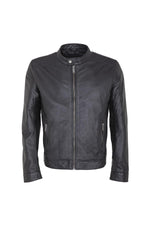 Black leather biker jacket - Image n°1